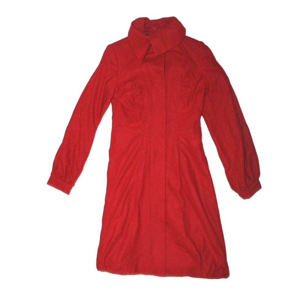 Women Arden B. Red Wool Long Car Driving Jacket Bubble Shawl Collar Coat Size XS